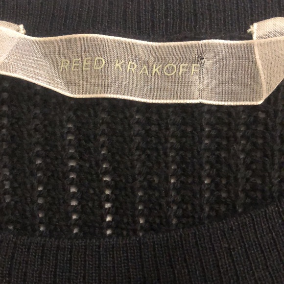 Reed Krakoff S Sweater Black Wool Silk Leather Long Sleeve Excellent Condition - Picture 4 of 10